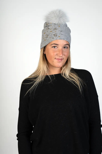 Knitted Hat with Bees and Beads