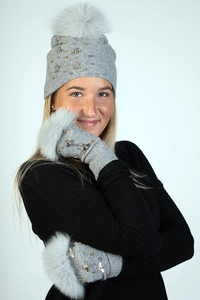 Knitted Hat with Bees and Beads