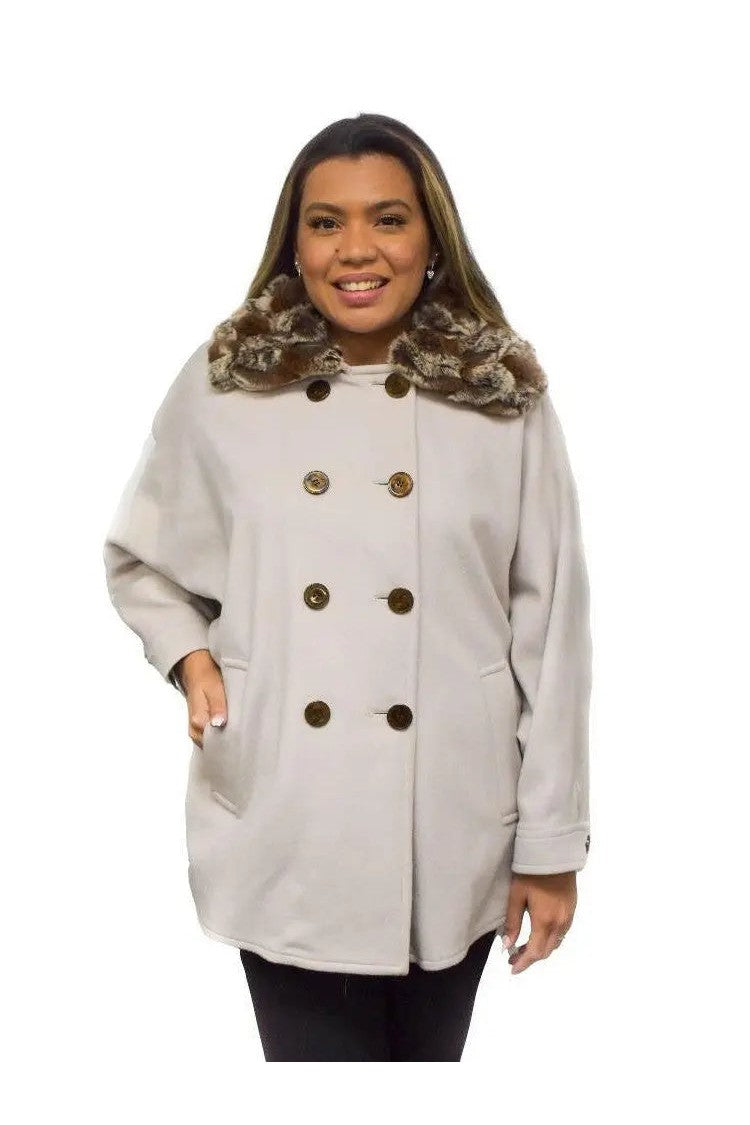 Cashmere Double-Breasted Cape with Rex Collar