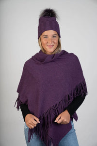 Amethyst 100% Cashmere Hat w/ Fox PomPom