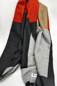 Charcol & Orange 100% Cashmere Scarf