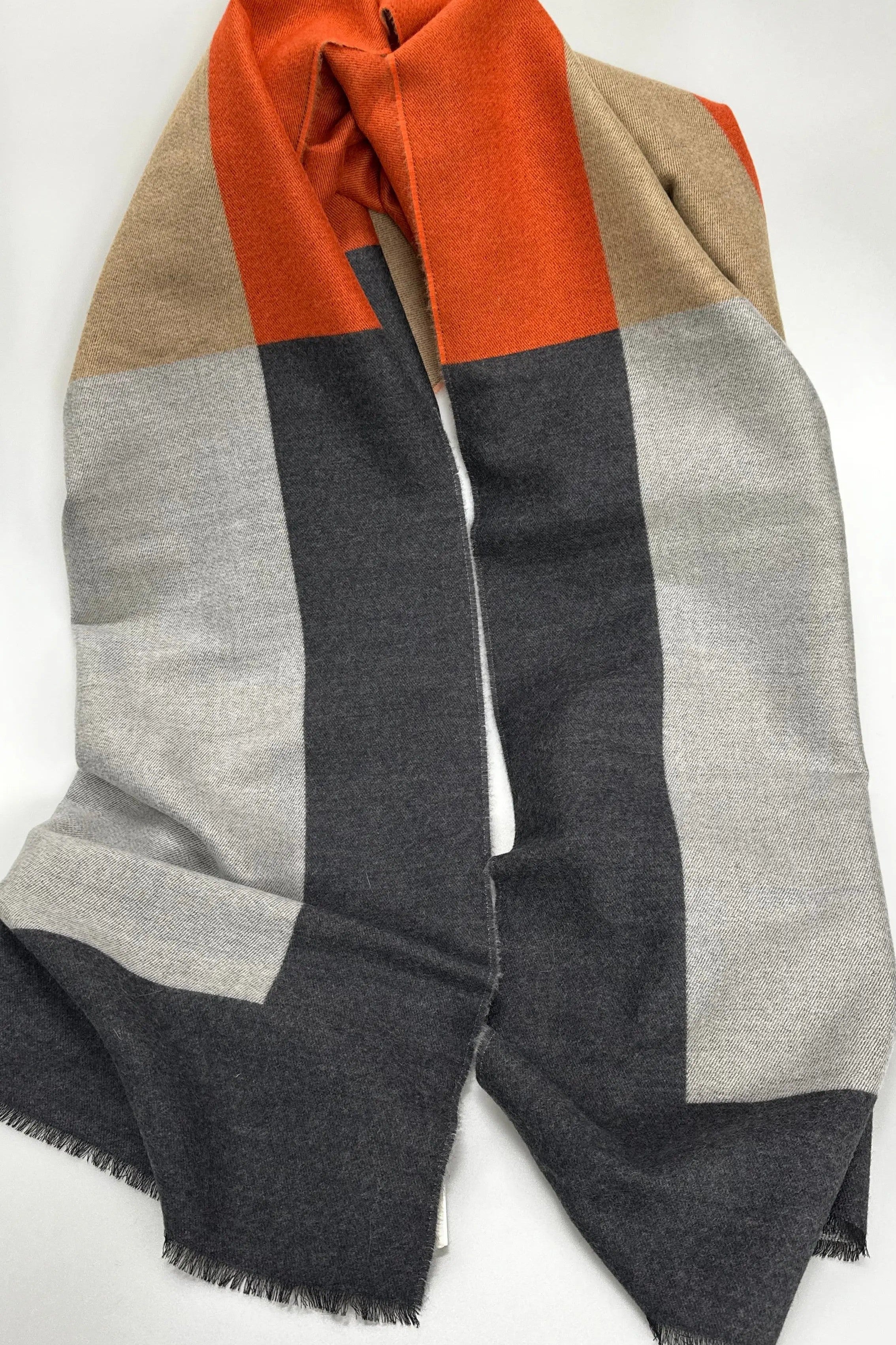 Charcol & Orange 100% Cashmere Scarf