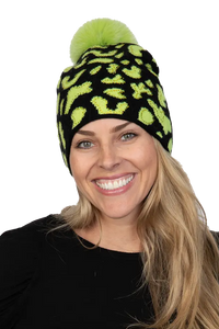 Lime & Black Knitted Hat