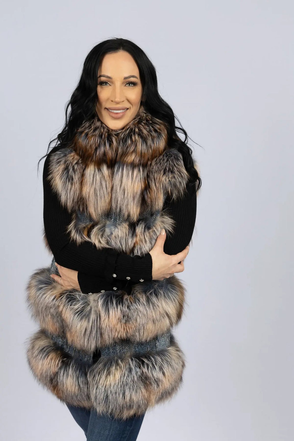 Amber Pink Fox & Fabric Vest