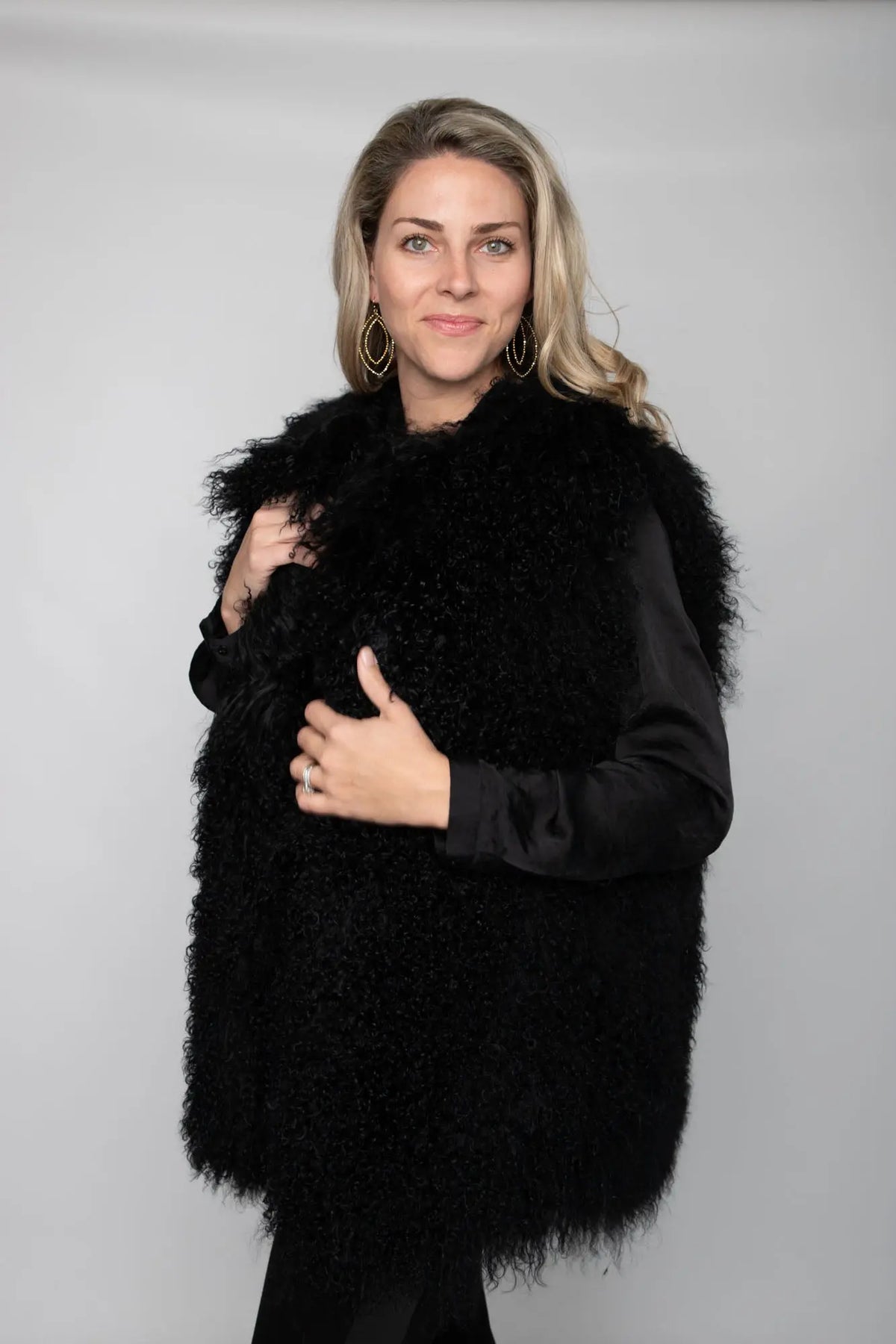 Black Mongolian Lamb Vest