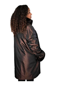 Brown Sheared Mink Stroller Reversible to Bronze Taffetta