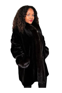 Brown Sheared Mink Stroller Reversible to Bronze Taffetta