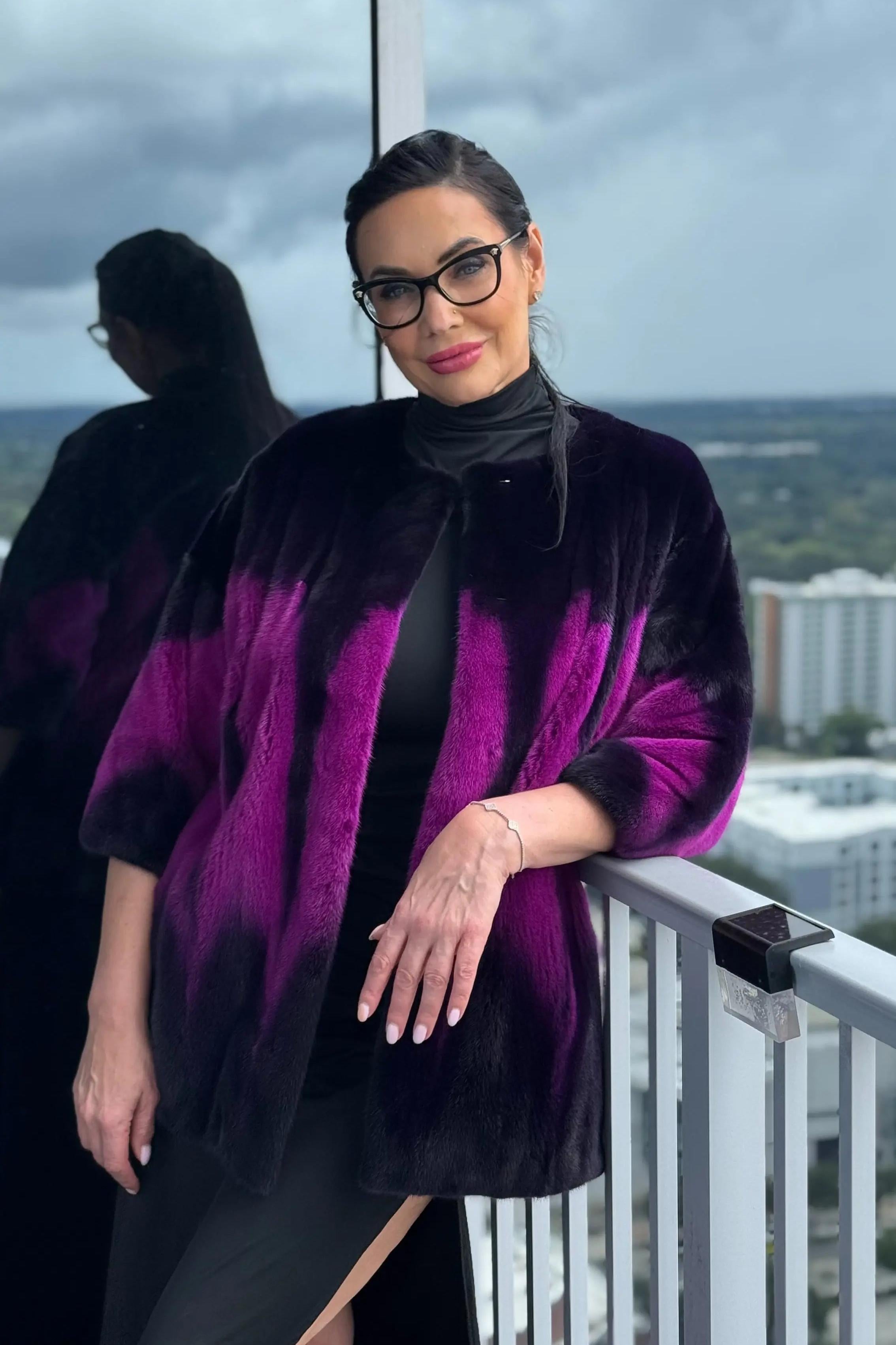 Degradé Dyed Magenta Pink Collarless Jacket