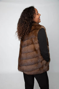 Demi Buff Chevron Mink Vest