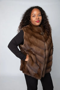 Demi Buff Chevron Mink Vest