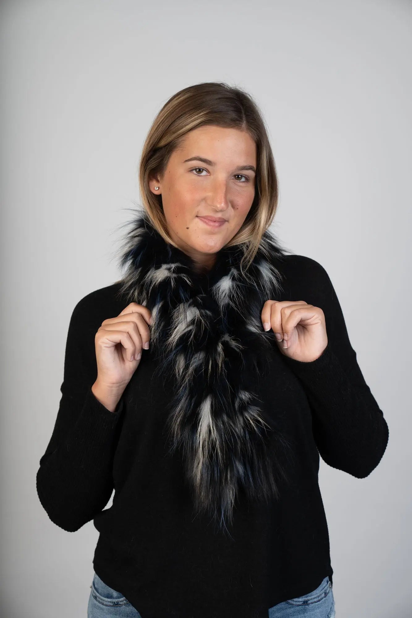 Dyed Blue Fox Pelt Scarf