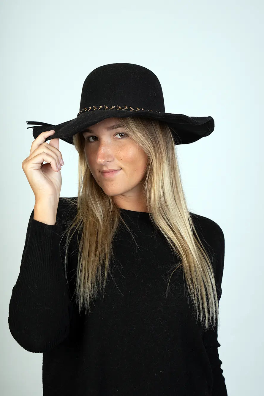 Flat Hat with Chain Detail