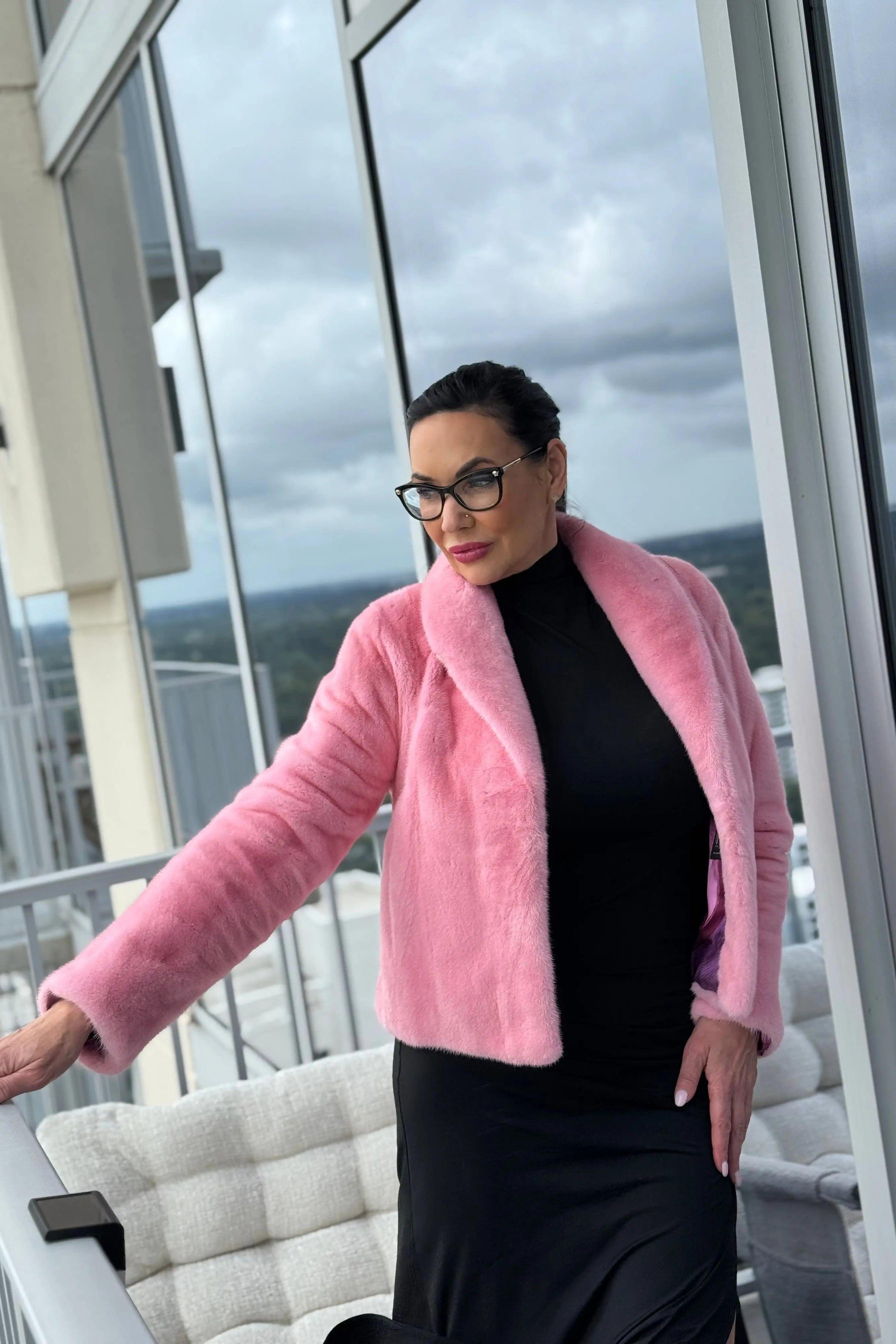 Glam Pink Mink Bolero Jacket