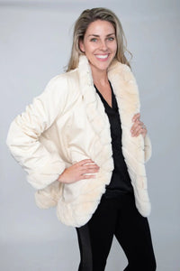 Ivory Sheared Mink Reversible Jacket with Rexx Rabbit Trim