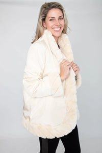Ivory Sheared Mink Reversible Jacket with Rexx Rabbit Trim