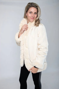 Ivory Sheared Mink Reversible Jacket with Rexx Rabbit Trim
