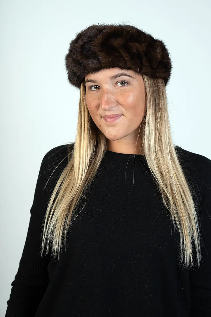 Mahogany Beaded Mink Headband