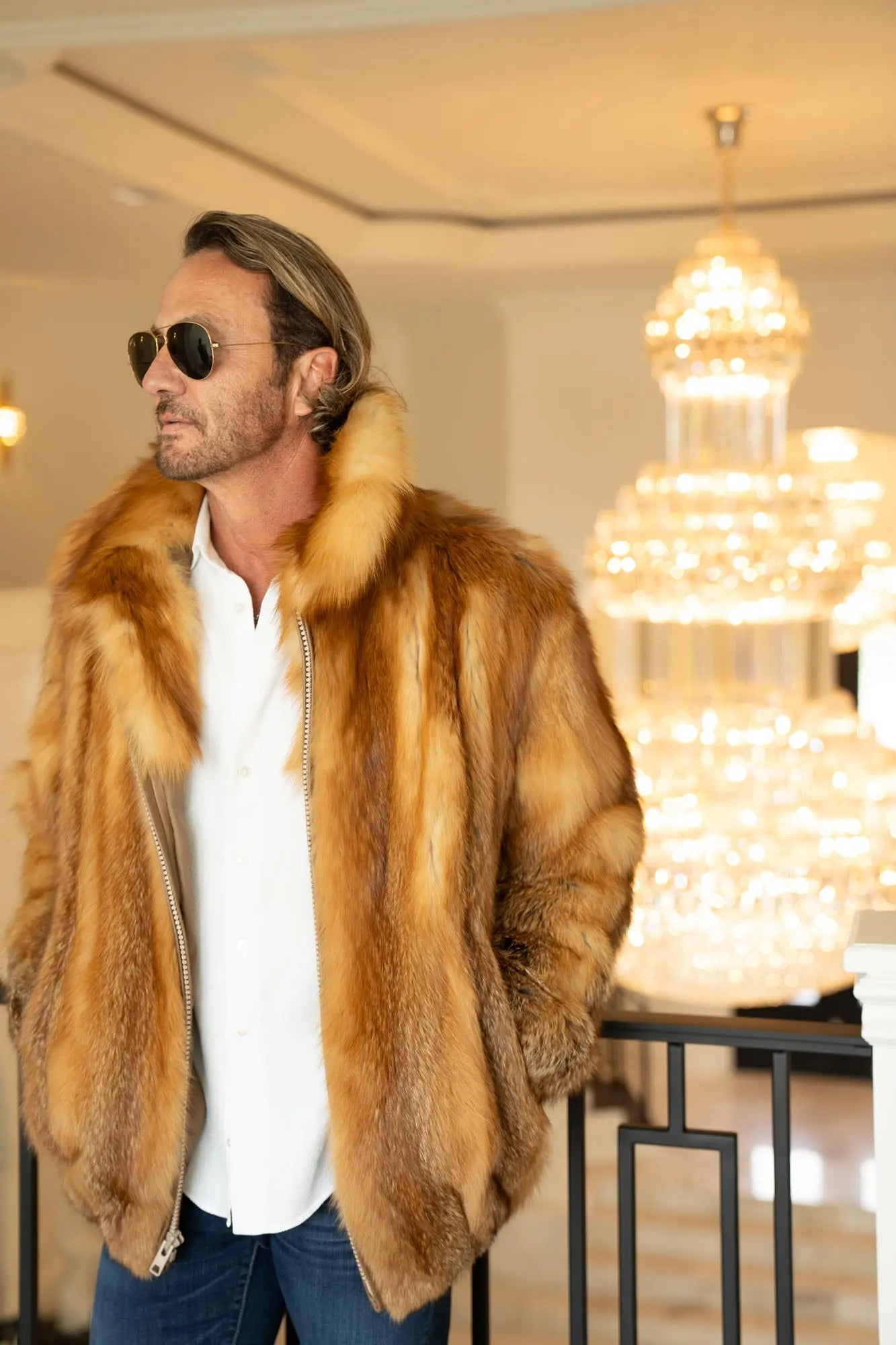 Men's Red Fox Bomber Jacket