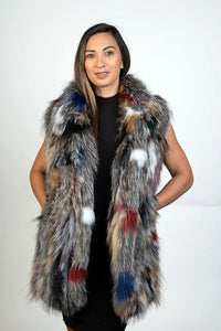Multi-Color Fox and Rabbit Fur Vest