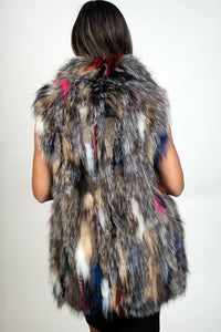 Multi-Color Fox and Rabbit Fur Vest