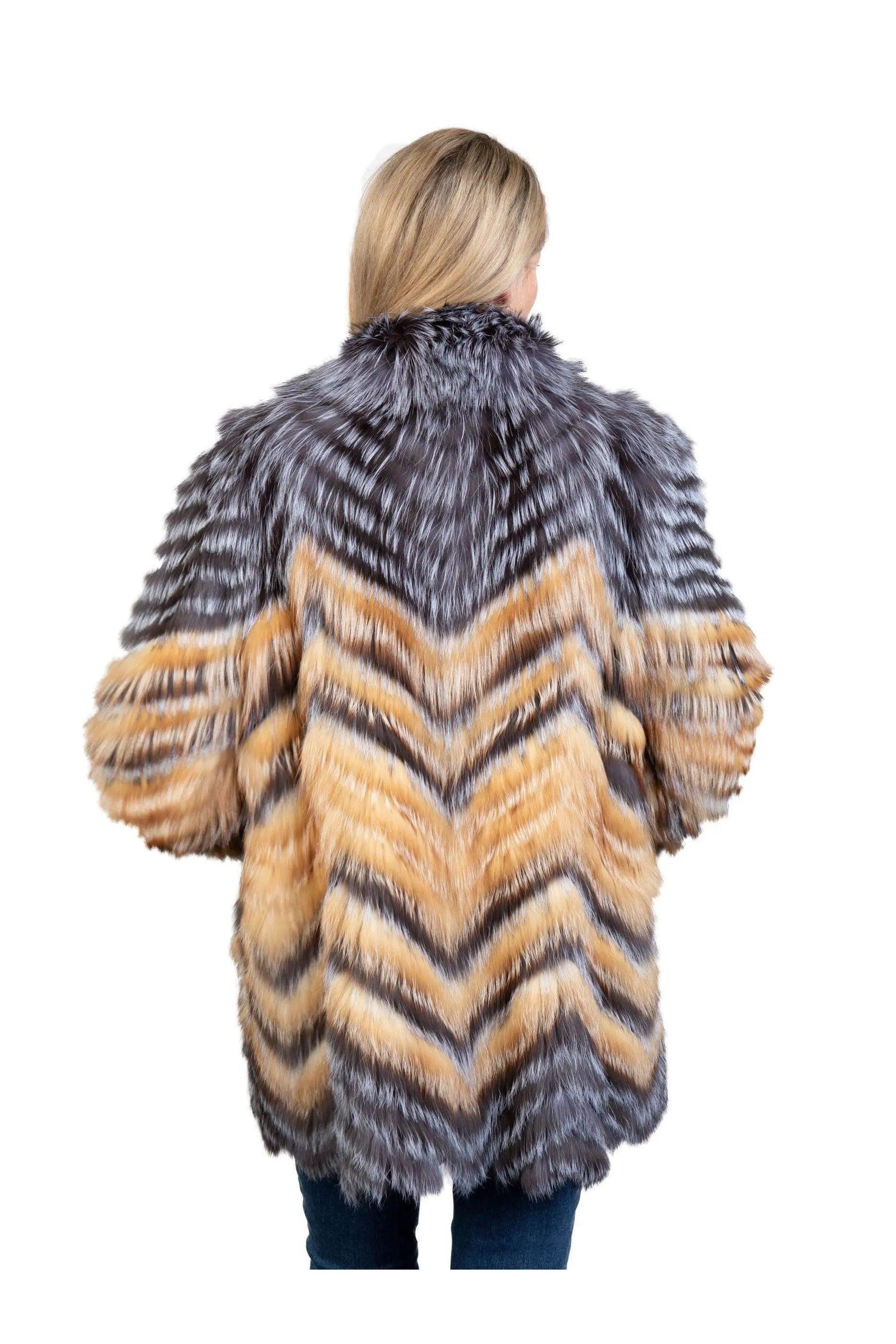 Natural Silver Fox & Red Fox Chevron Stroller