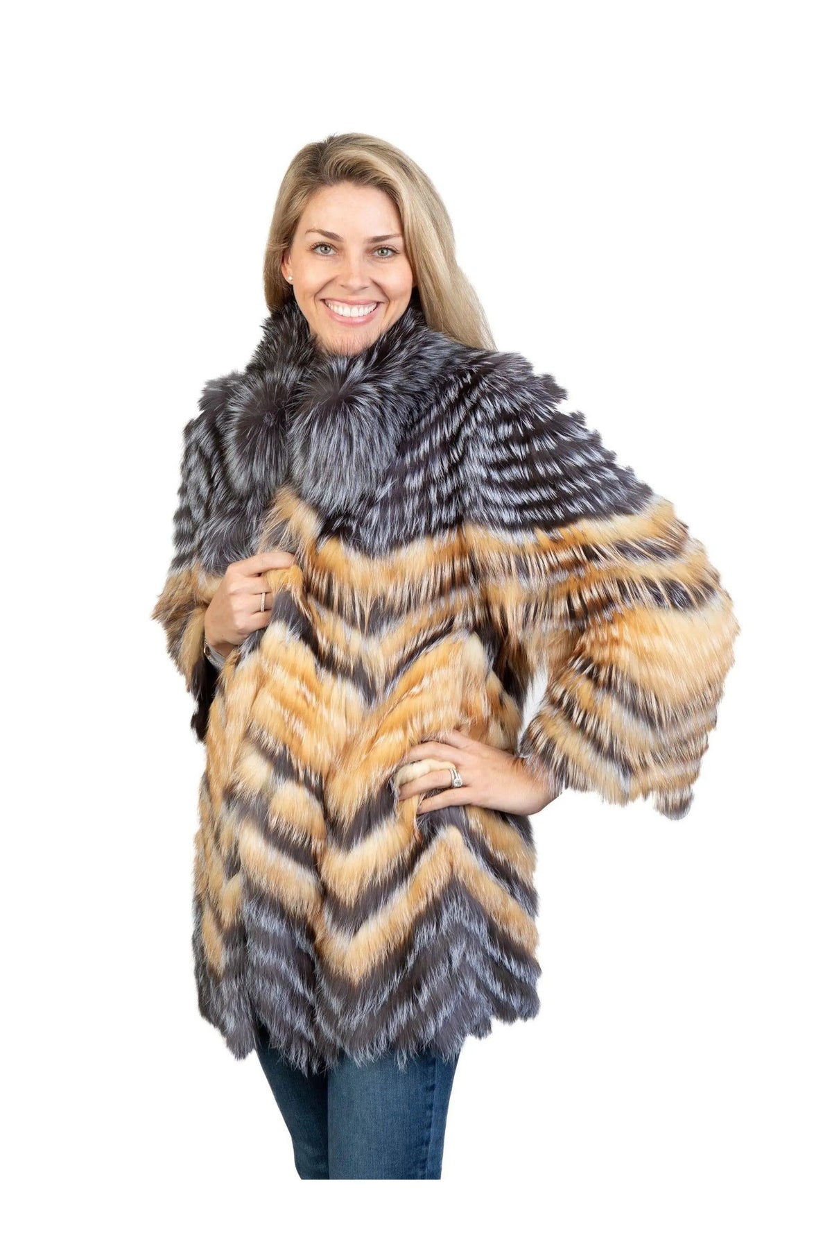 Natural Silver Fox & Red Fox Chevron Stroller