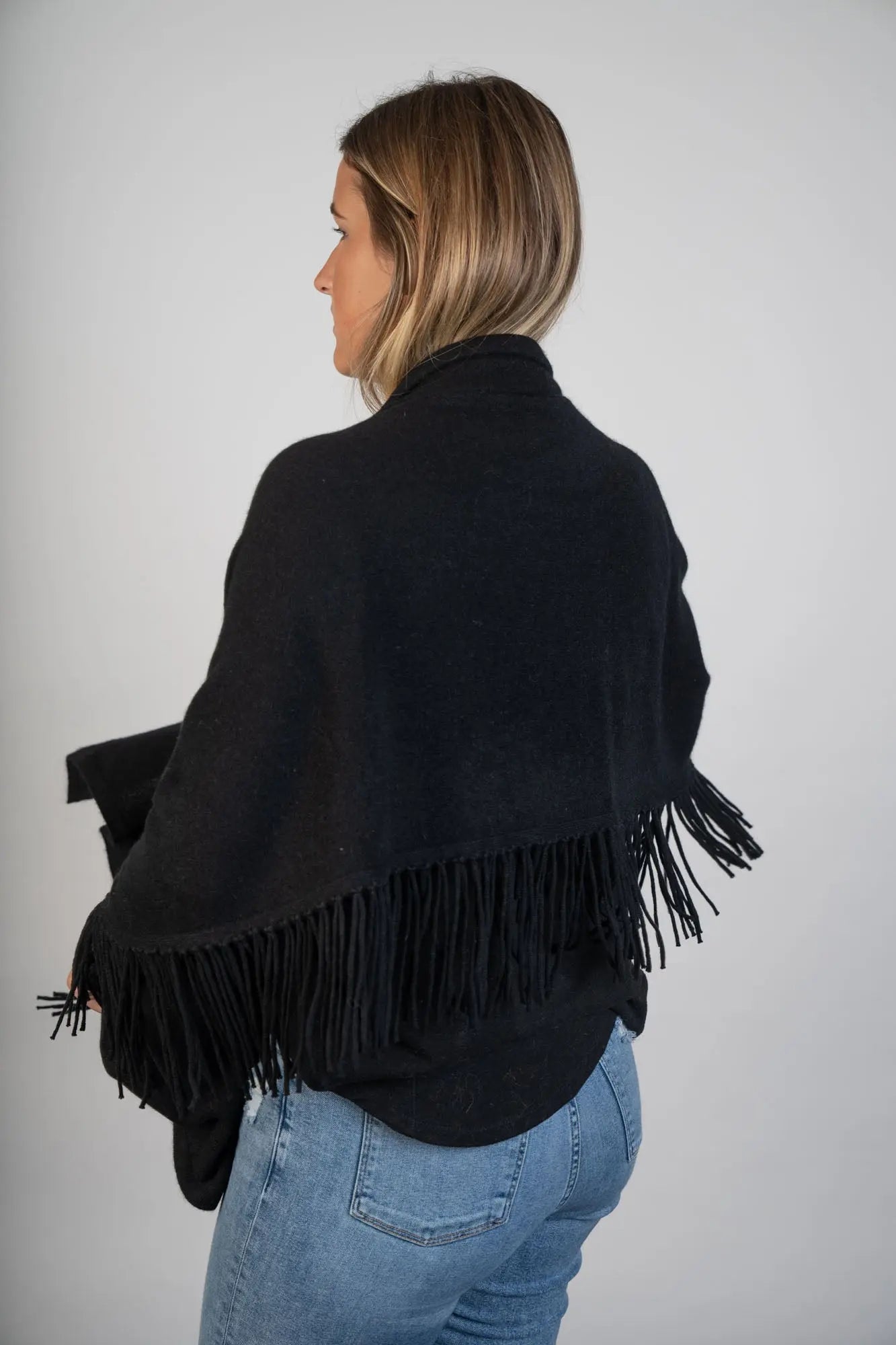 Navy Knitted Mink Shawl