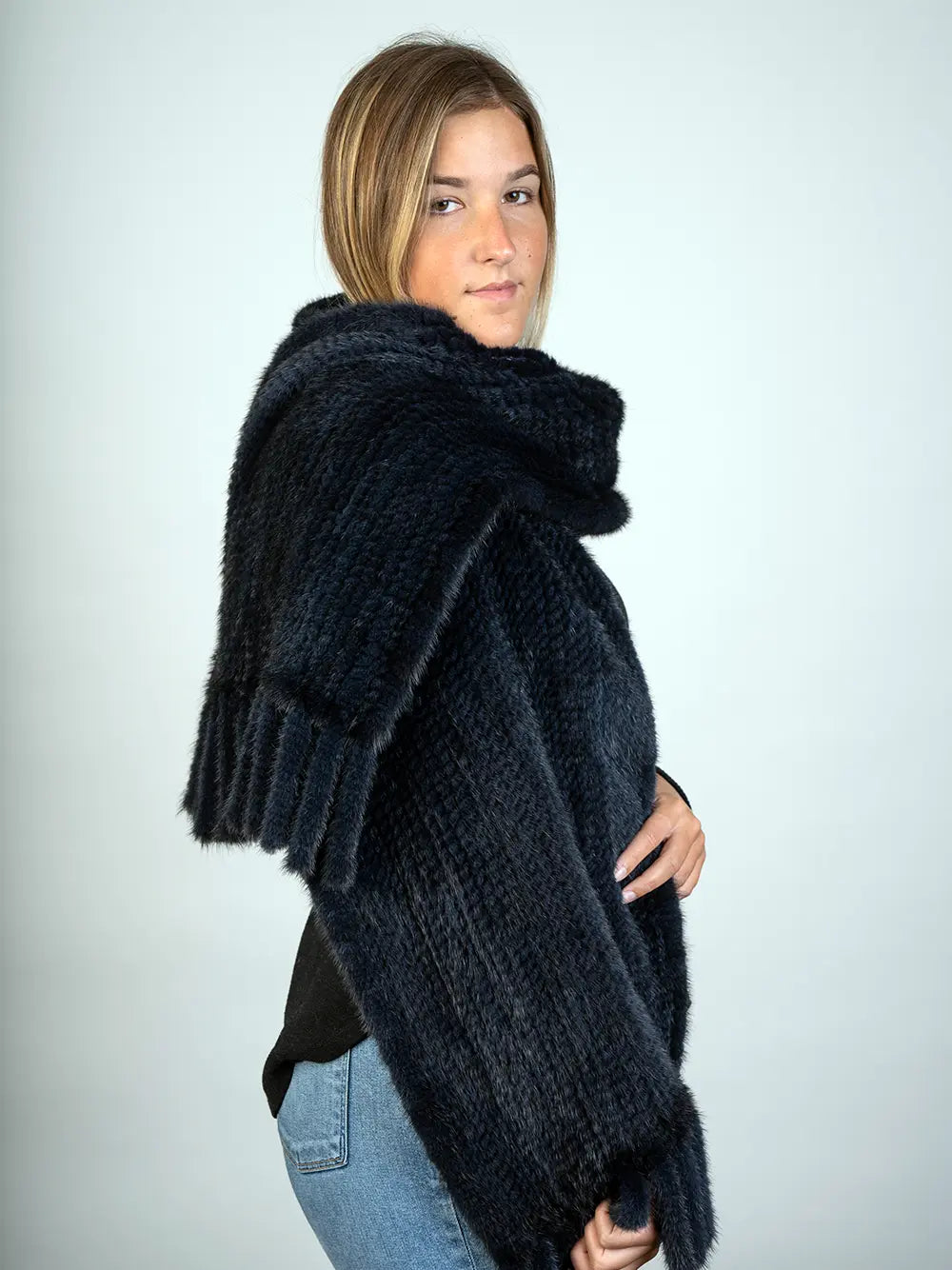 Knitted Fur Shawl