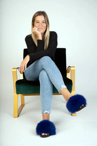 Royal Blue Fox Slippers