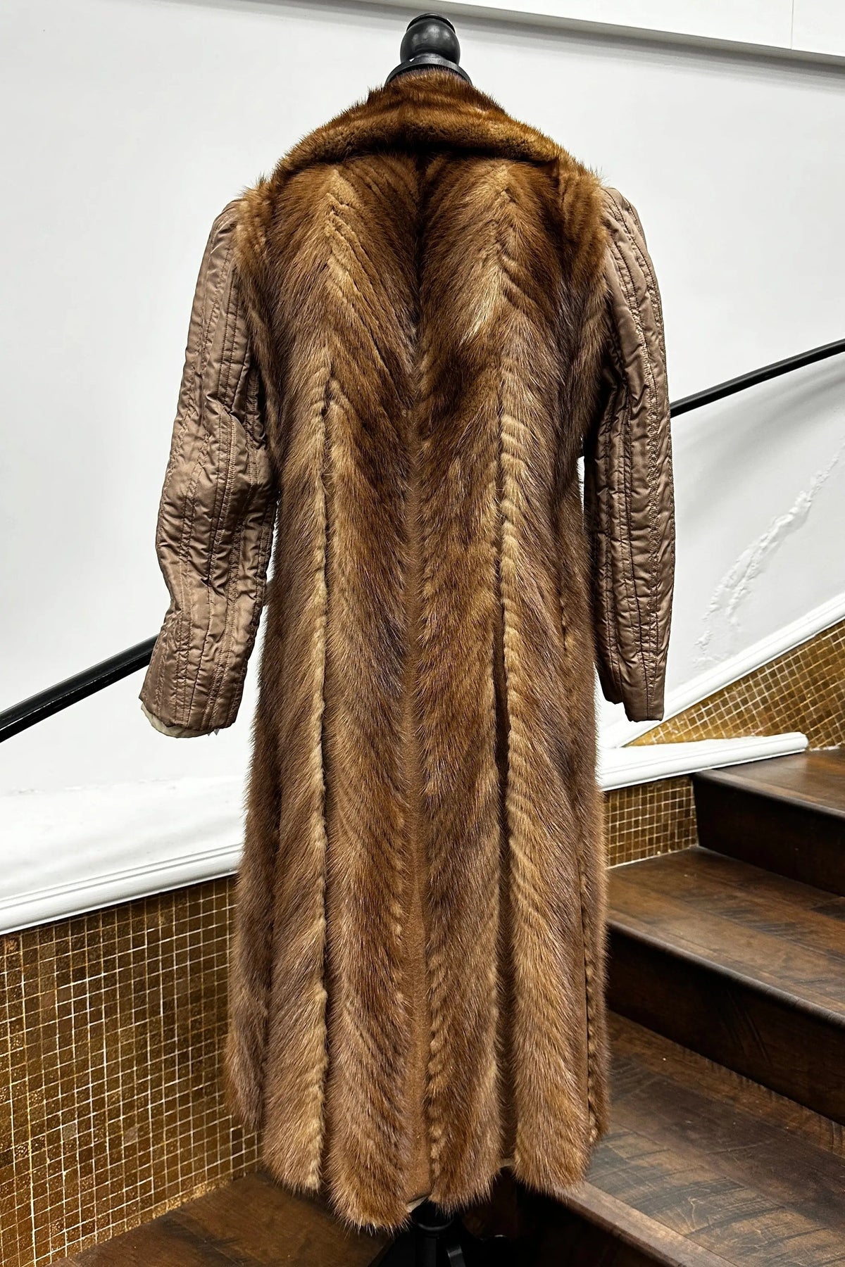 Vintage Beige Mink Lined Raincoat