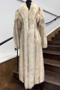 Vintage Black Cross Mink Coat with Blue Fox Tuxedo