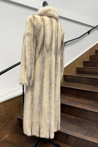 Vintage Black Cross Mink Coat with Blue Fox Tuxedo