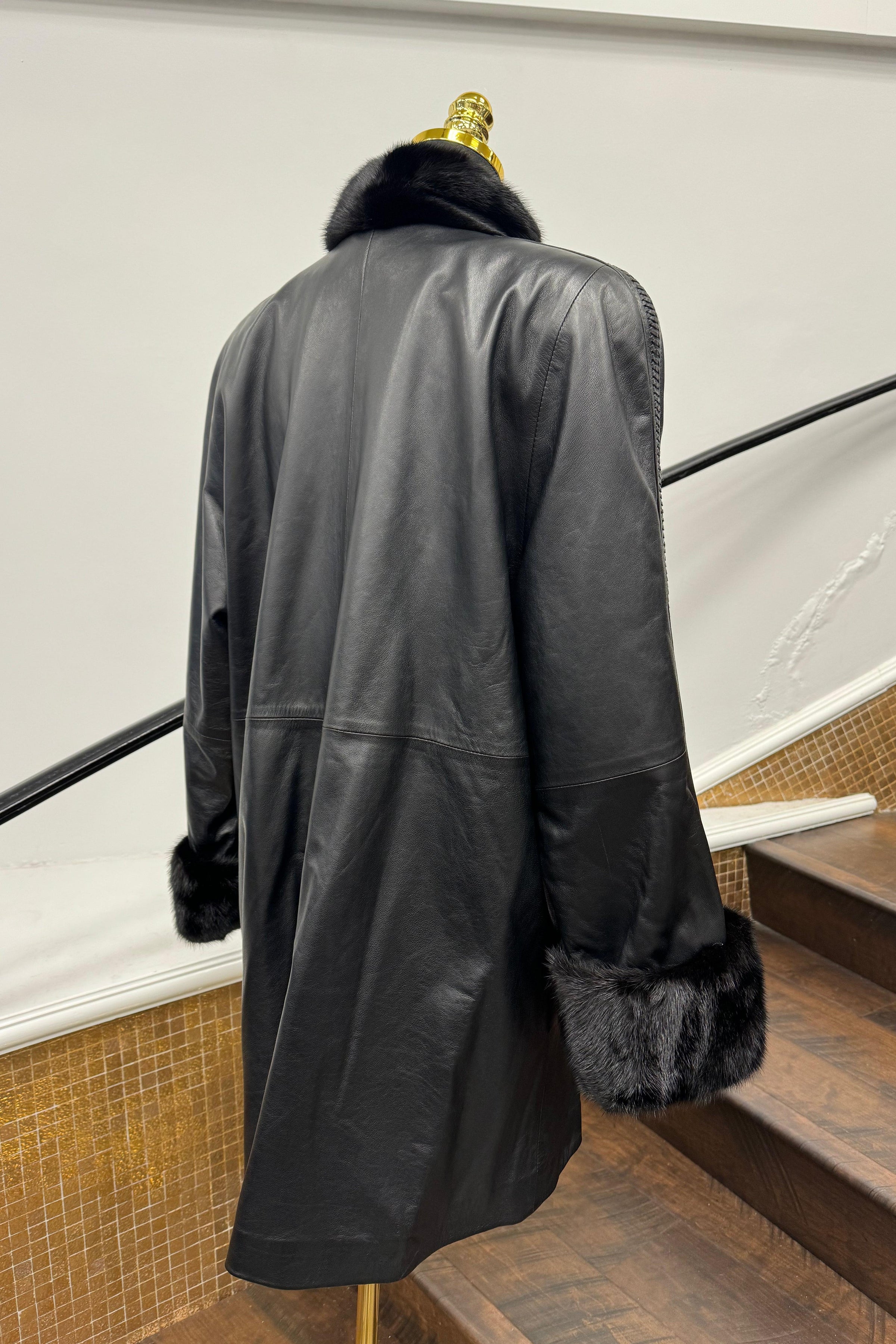 Vintage Black Leather Stroller