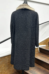 Vintage Black Persian Lamb with Mink Collar