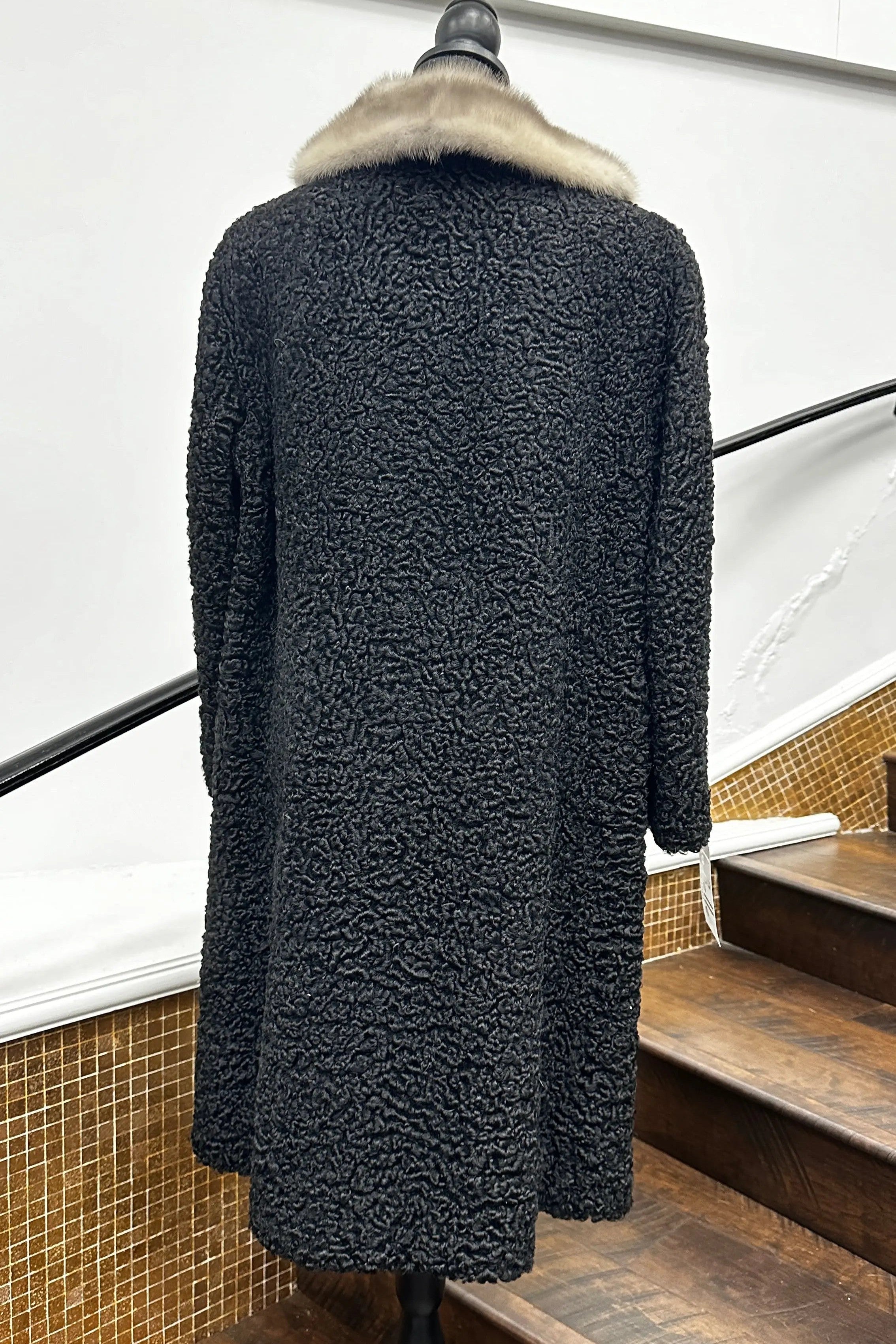 Vintage Black Persian Lamb with Mink Collar