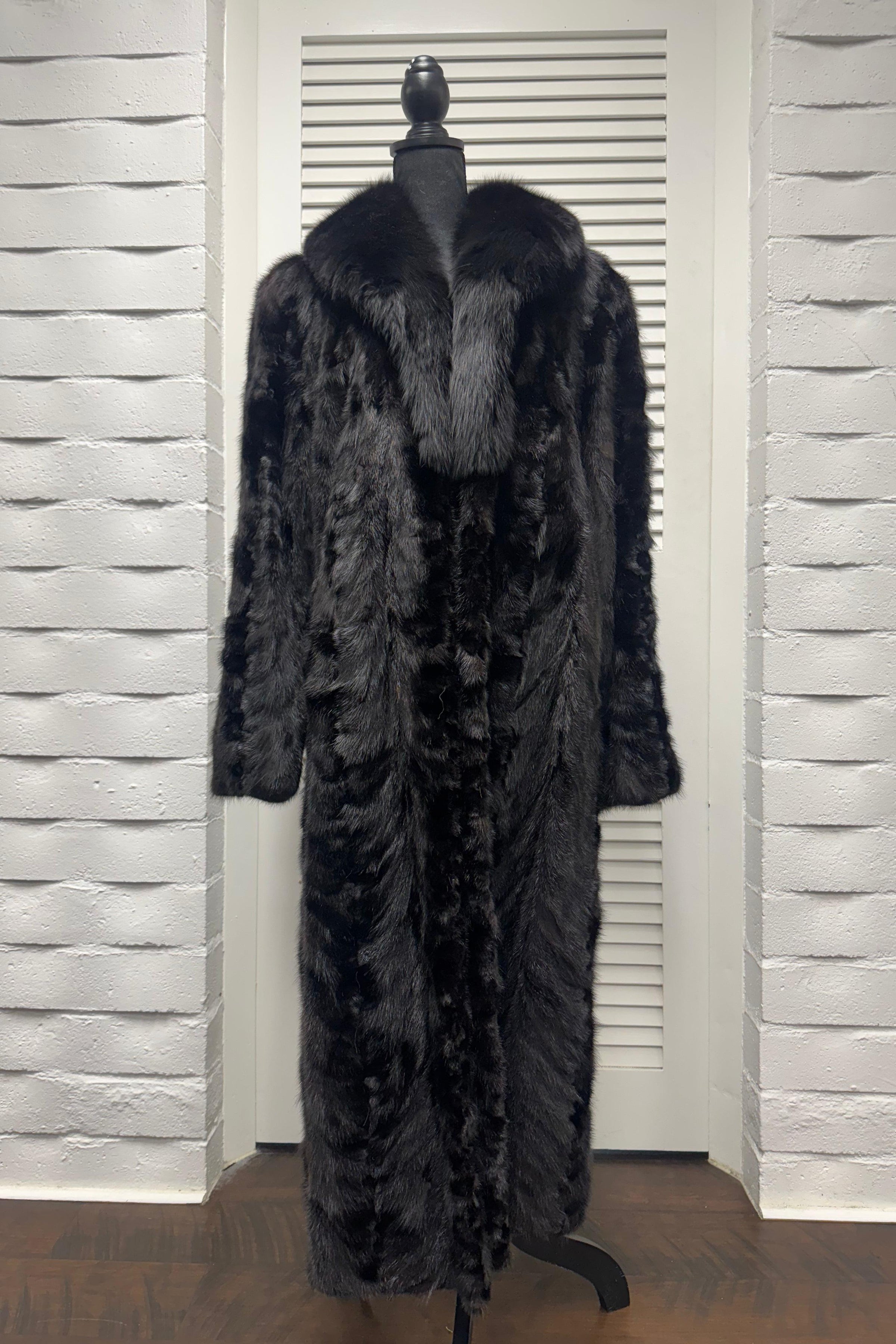 Vintage Black Pieced Mink Coat