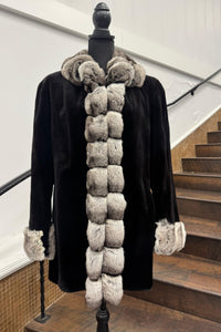 Vintage Black Sheared Mink Stroller with Chinchilla