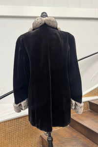 Vintage Black Sheared Mink Stroller with Chinchilla
