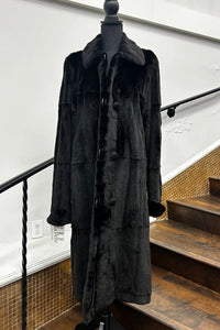Vintage Black Sheared Reversible Full Length Coat