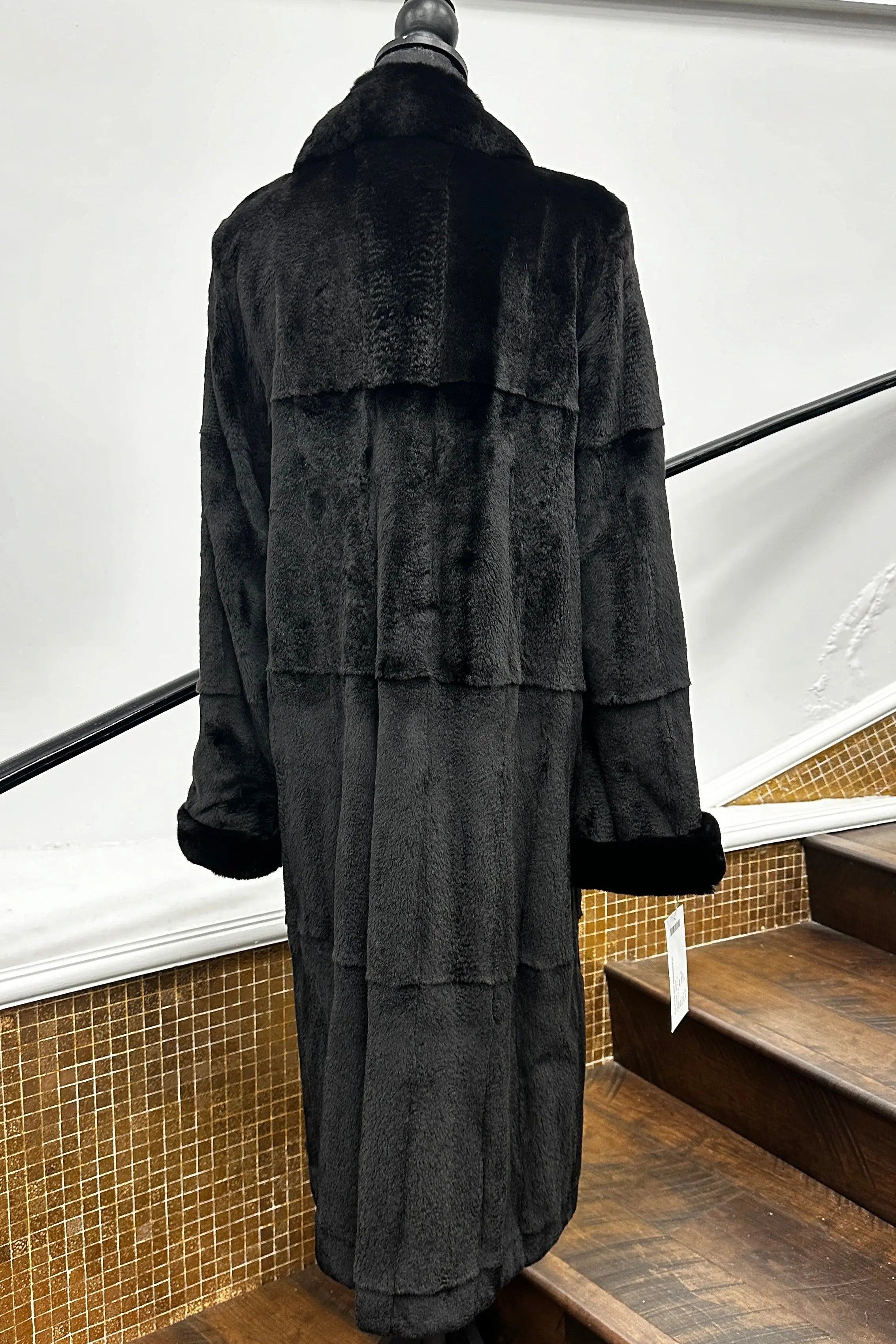 Vintage Black Sheared Reversible Full Length Coat