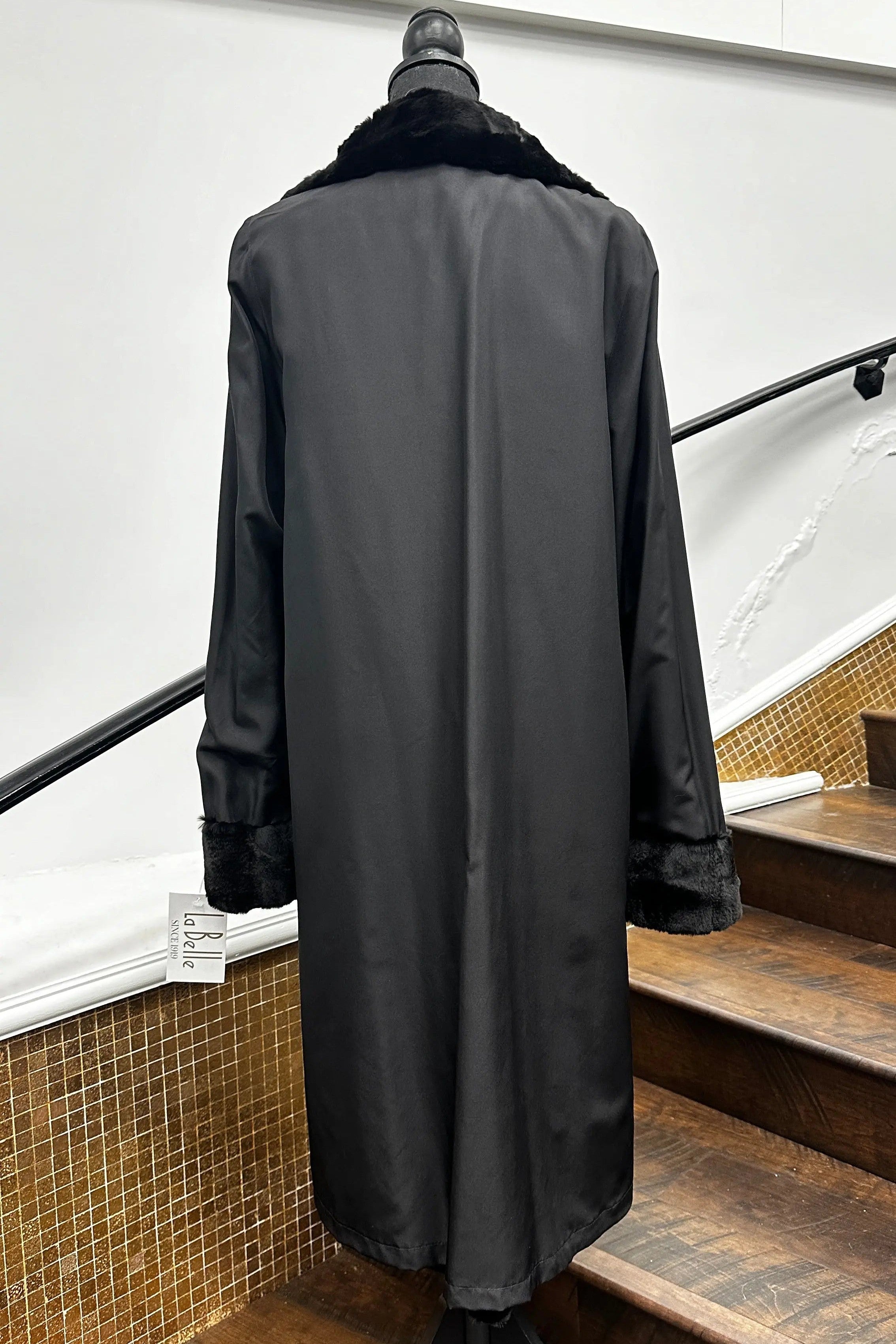 Vintage Black Sheared Reversible Full Length Coat