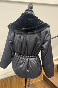 Vintage Black Ski Parka with Headband