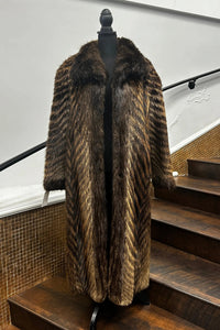Vintage Black & Beige Sectional Beaver Coat