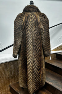 Vintage Black & Beige Sectional Beaver Coat