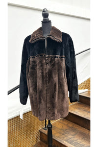 Vintage Black & Brown Sheared Beaver Jacket