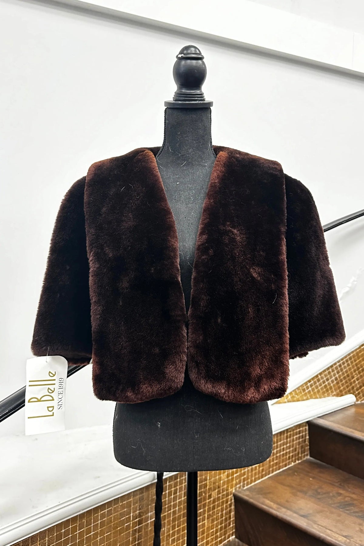 Vintage Brown Mouton Lamb Stole