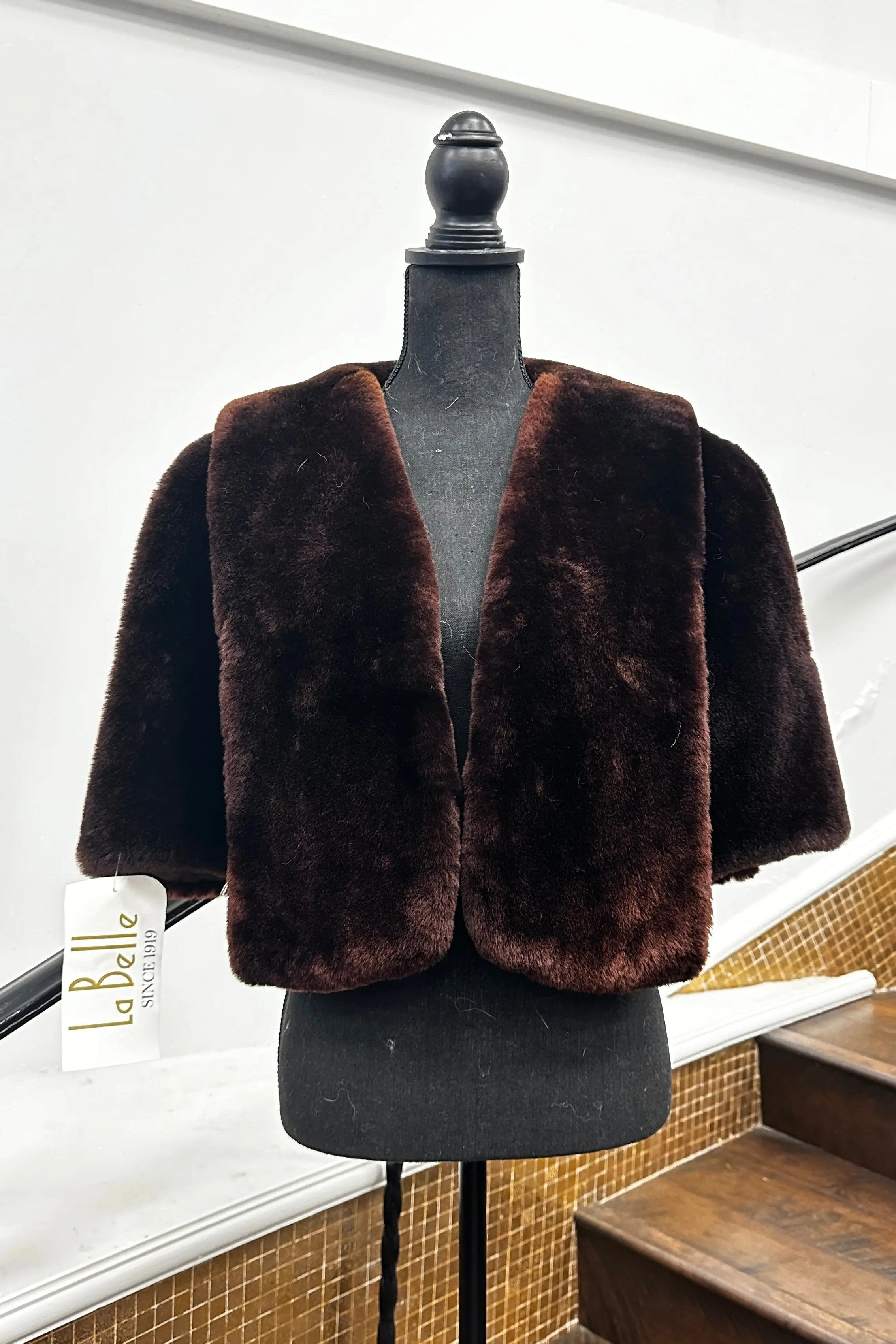 Vintage Brown Mouton Lamb Stole