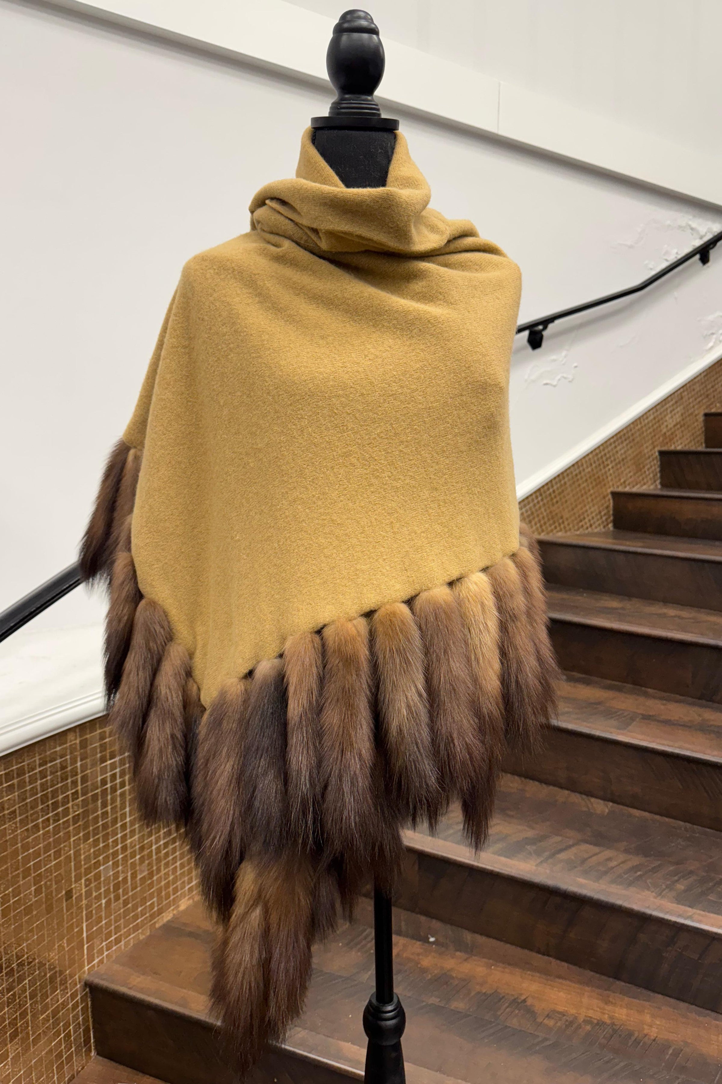 Vintage Cashmere Cape with Sable Tails