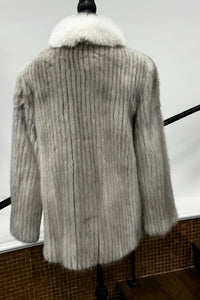 Vintage Cerulean Ribbed Mink Jacket