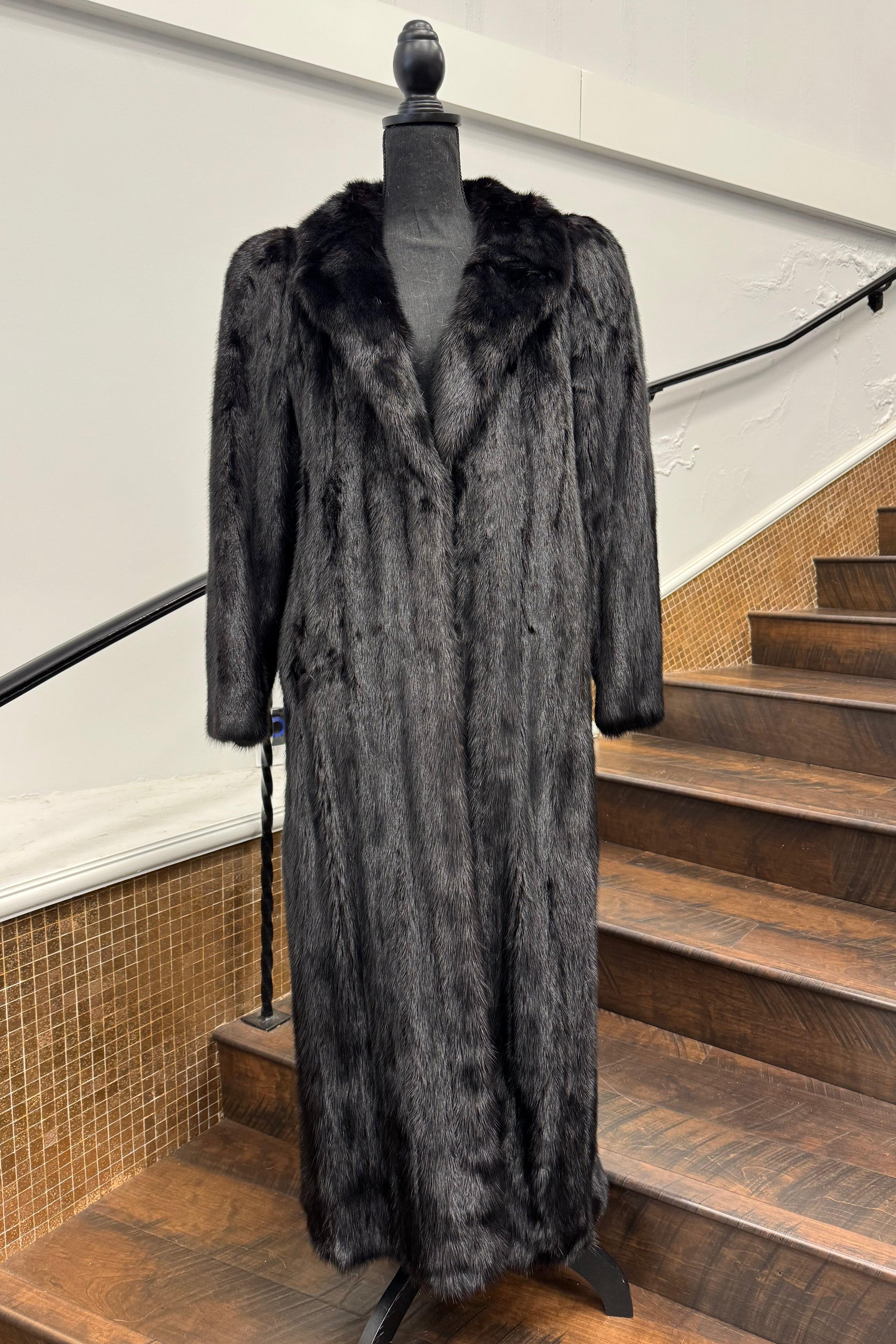 Vintage Dyed Black Full Length Mink Coat
